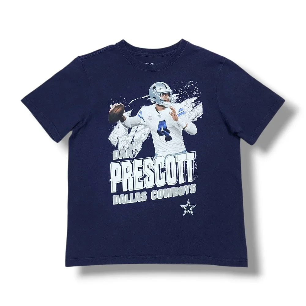 Dallas Cowboys Authentic #4 Dak Prescott Graphic Navy Blue‎ T-Shirt Youth's M